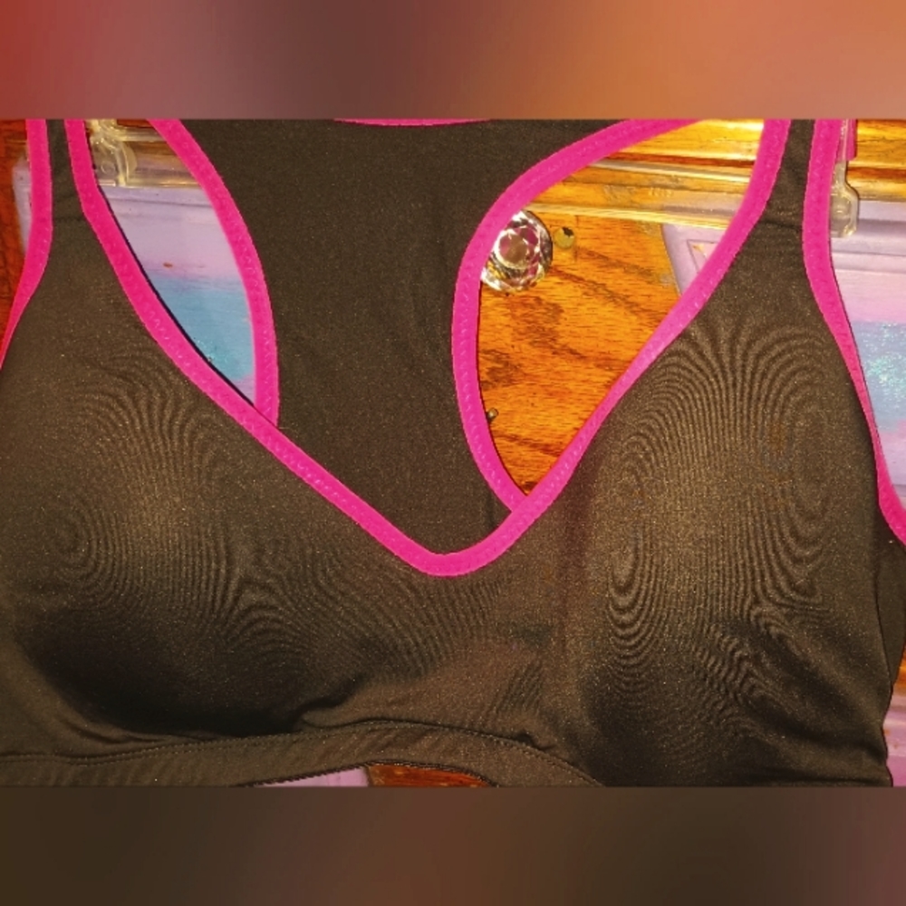 Pink & Black Sports Bra